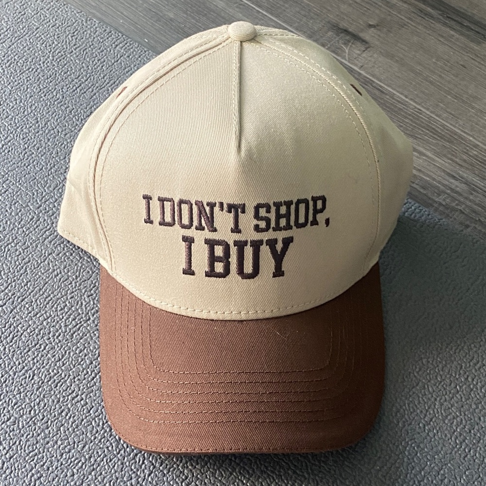 Two-Tone Beige and Brown Statement Baseball Cap